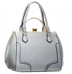 Rhinestone Metal Lock Faux Leather Shoulder Handbag L0272 38139 Silver